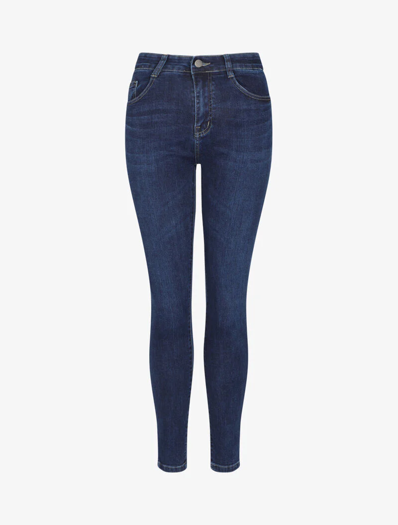 Jean slim stretch à taille haute - Bleu denim