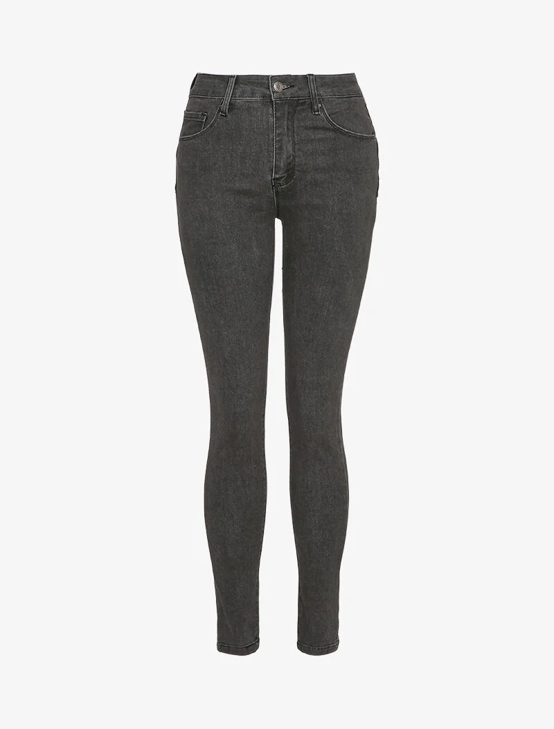 Jean slim stretch à taille standard - Gris foncé