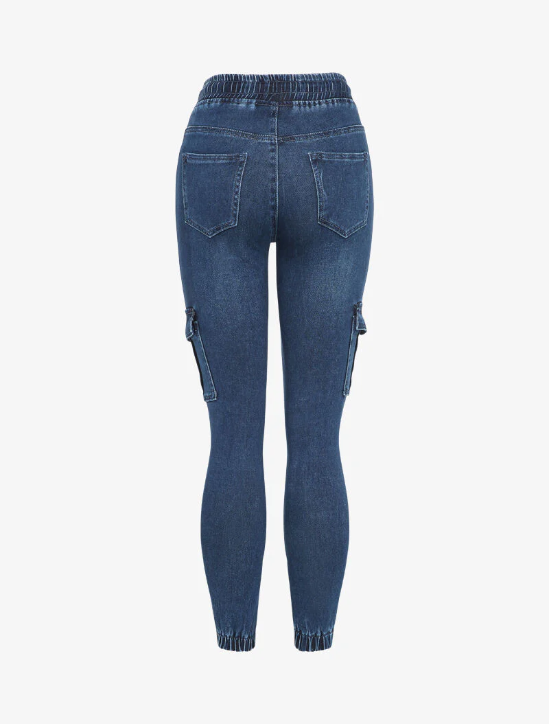 Jean slim style cargo - Bleu denim - Image 2
