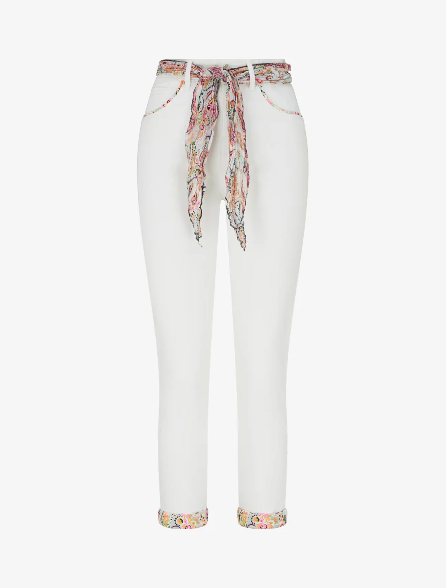 Jean slim taille haute à poches fantaisies - Blanc