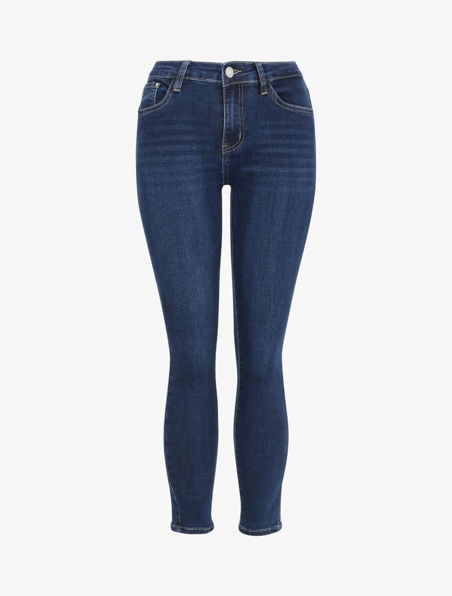 Jean slim taille haute classique - Bleu foncé