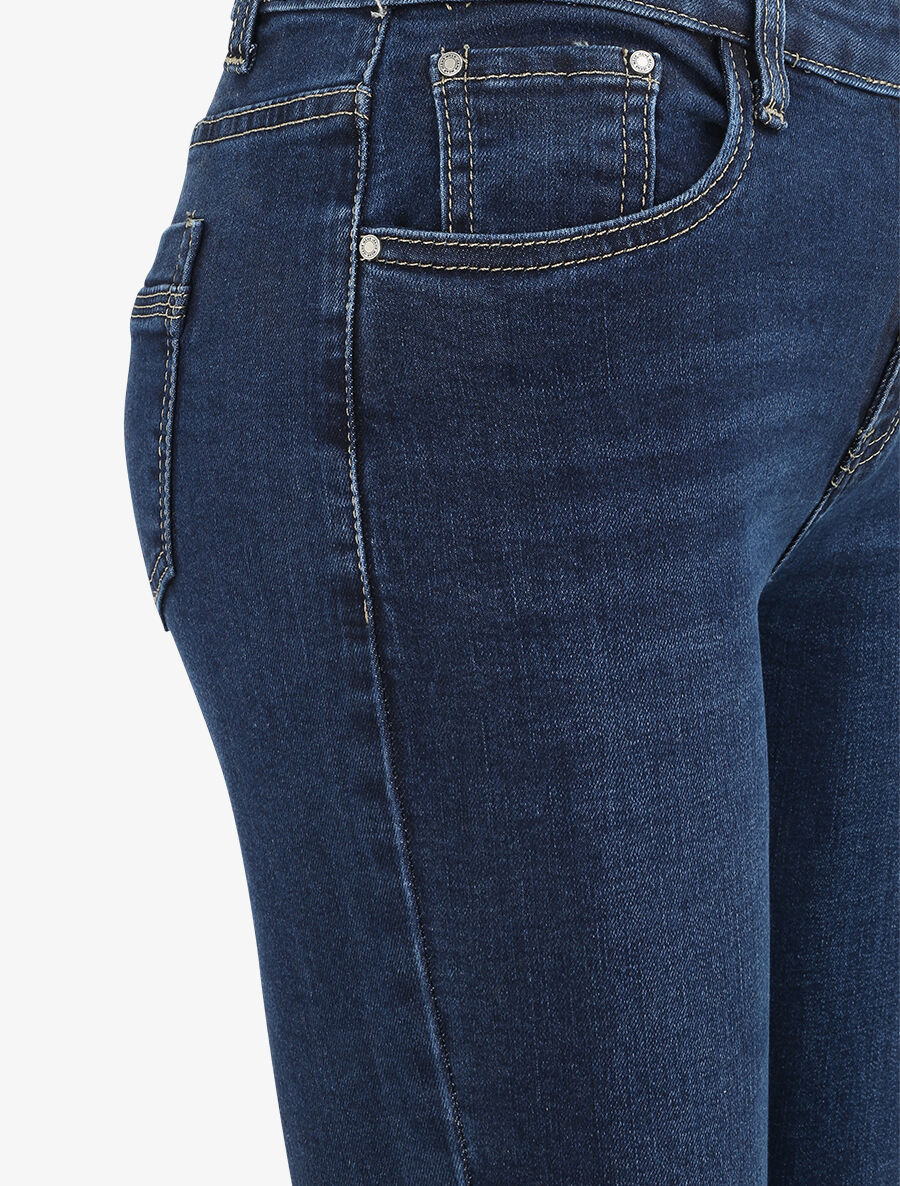 Jean slim taille haute classique - Bleu foncé - Image 3
