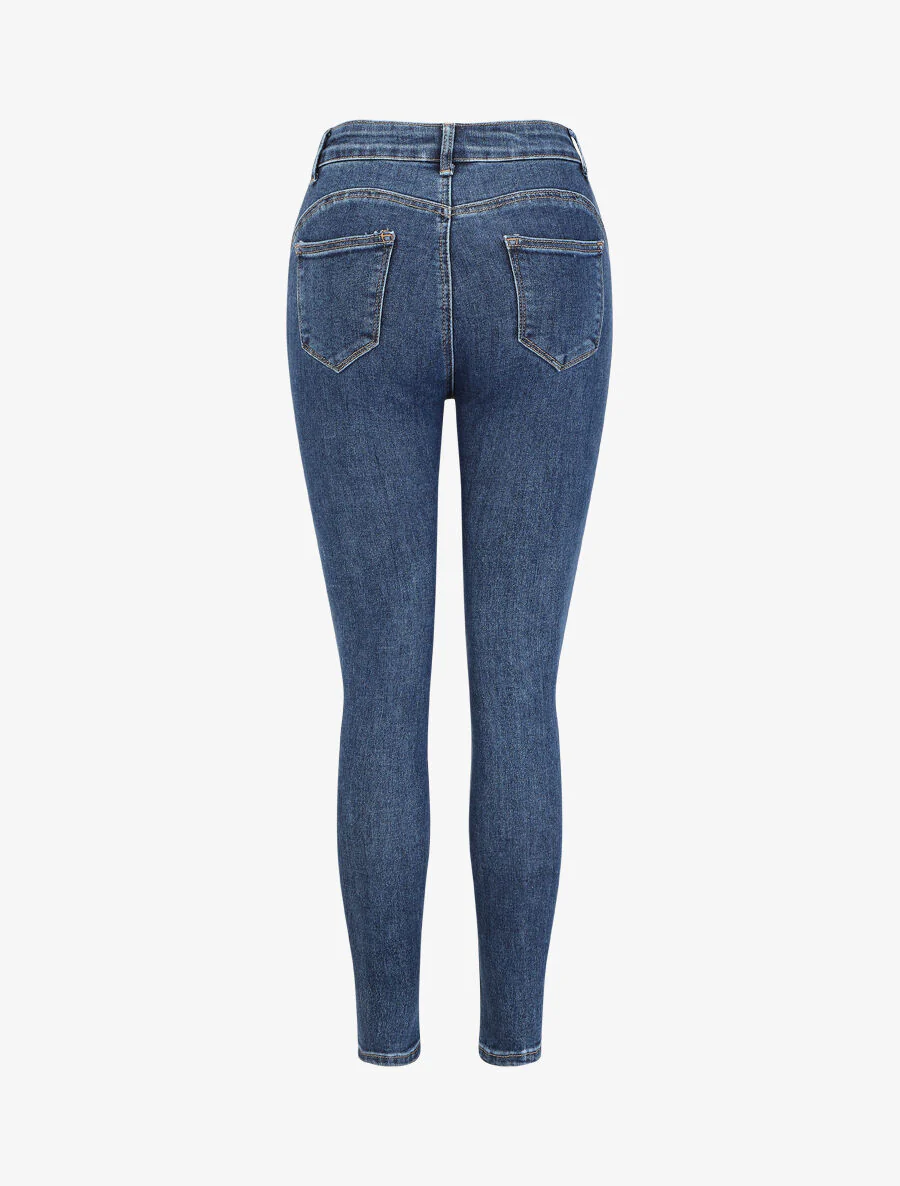 Jean slim taille haute - Bleu - Image 2