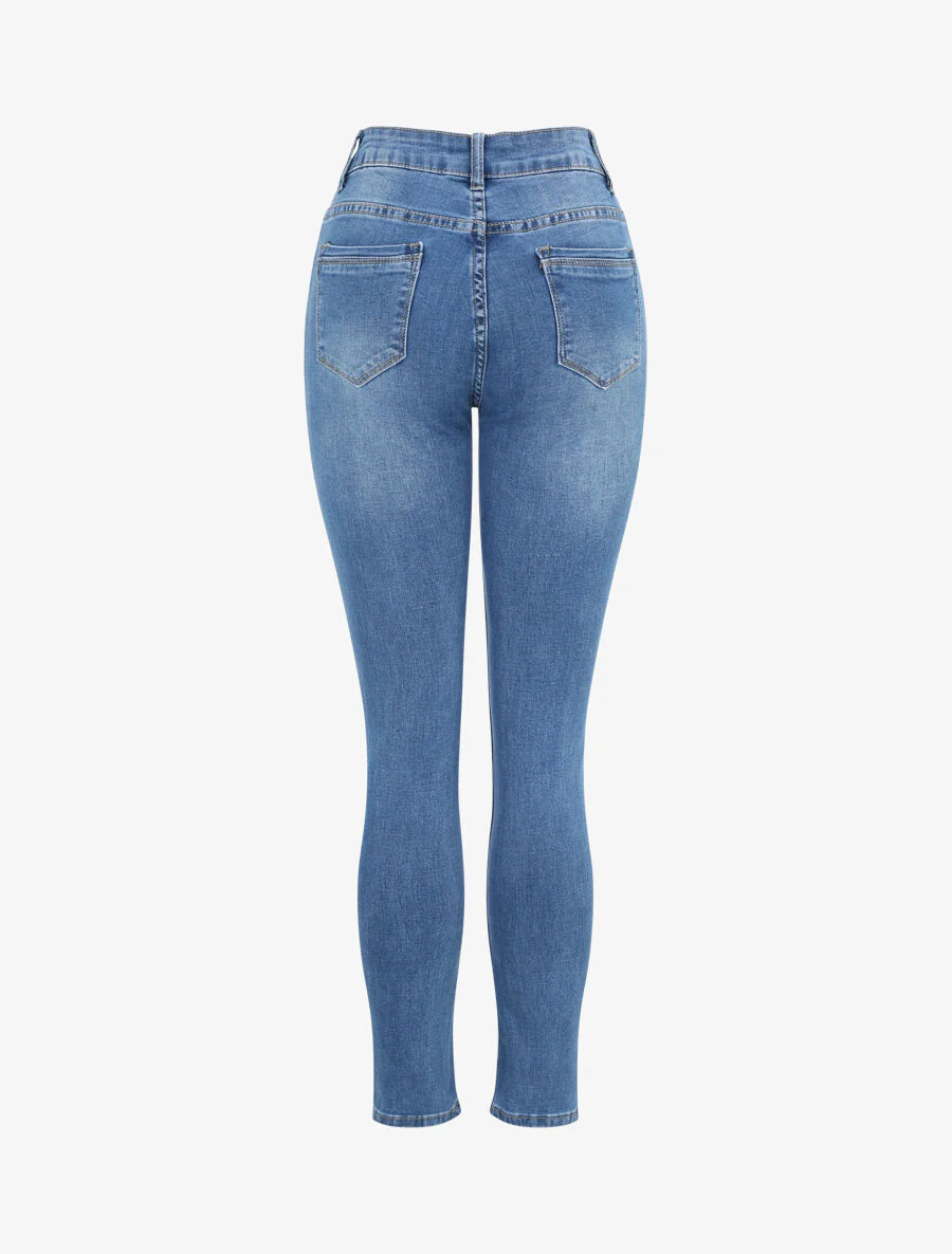 Jean slim taille haute - Bleu - Image 2