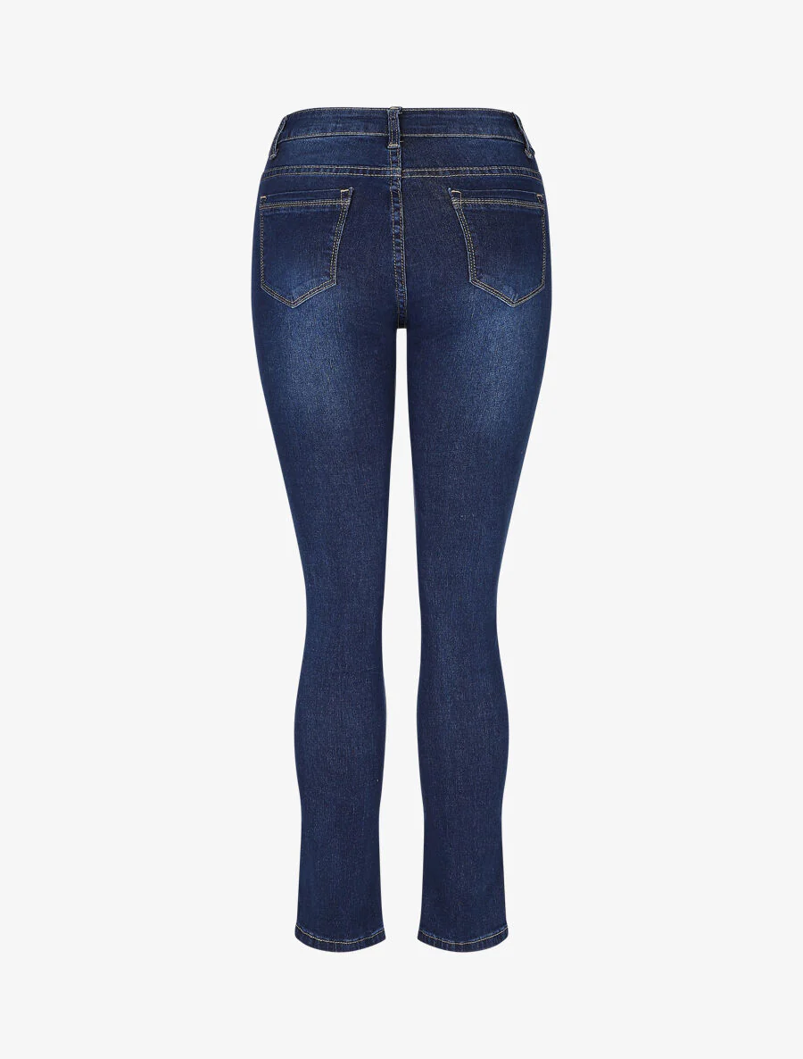 Jean slim taille haute - Bleu - Image 2