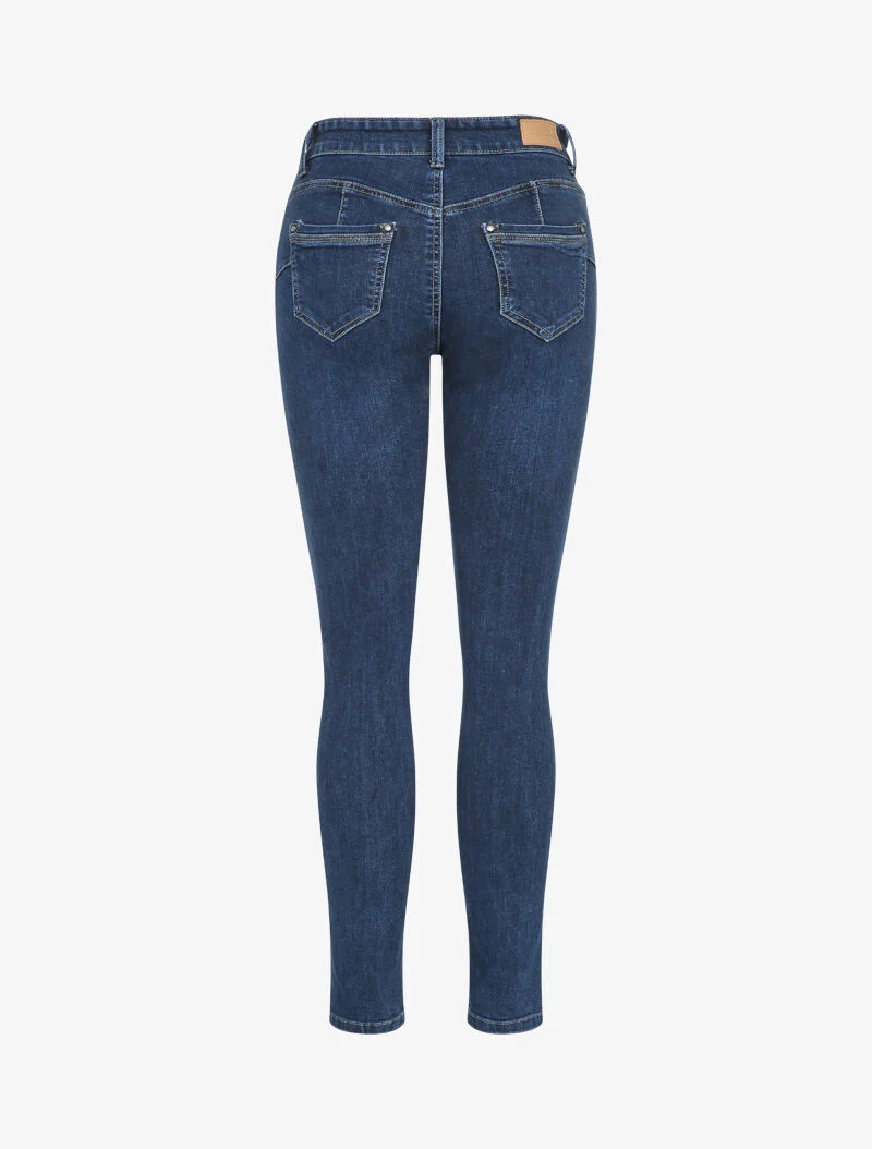 Jean slim taille standard à fermeture à 2 boutons - Bleu - Image 2