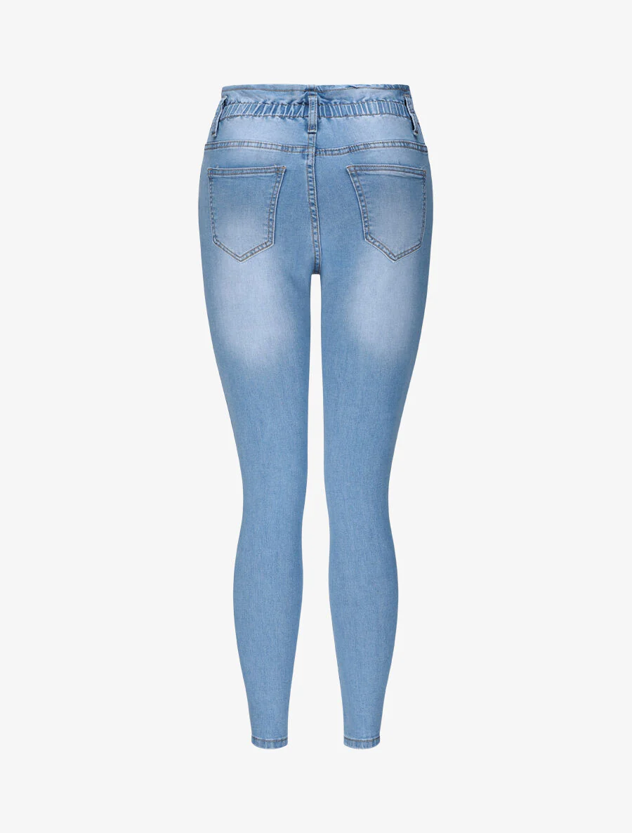 Jean slim taille standard élastiquée - Bleu - Image 2