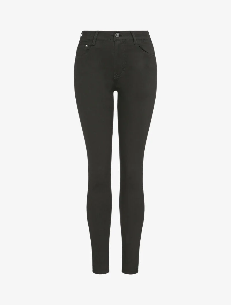 Jean slim uni à taille standard - Noir