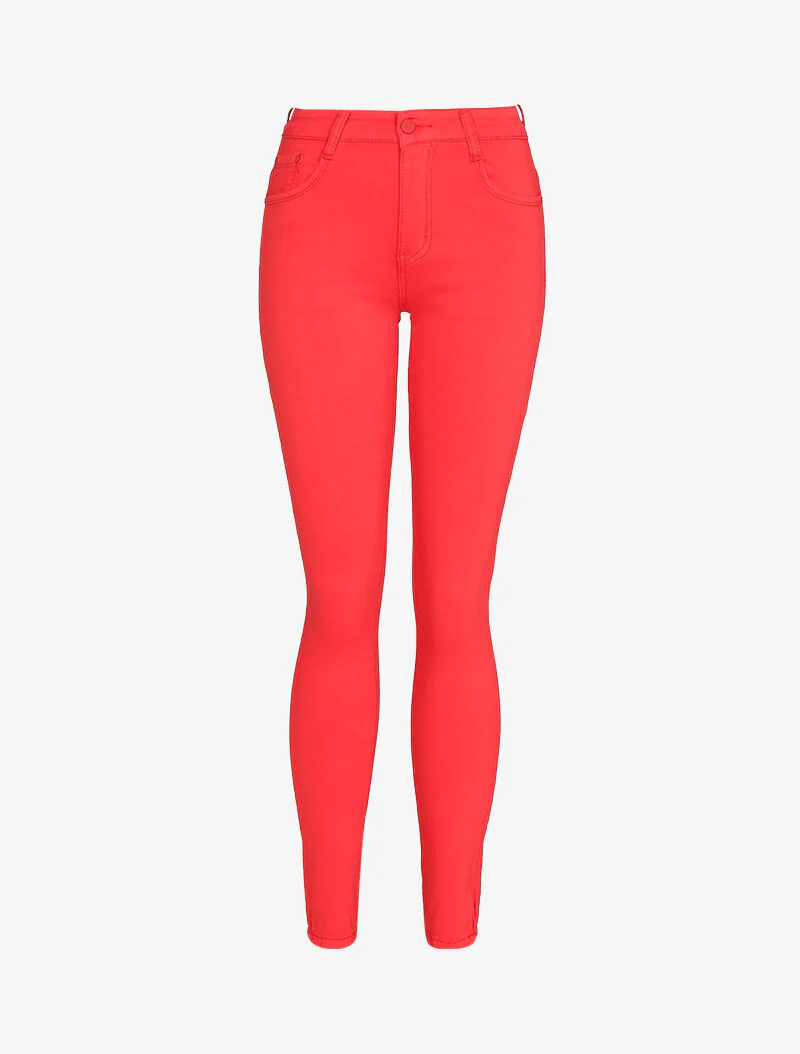 Jean slim uni - rouge