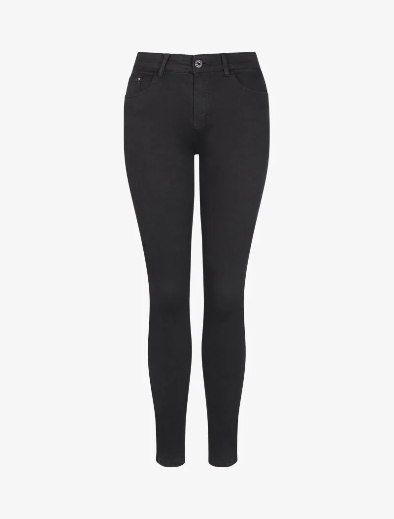 Jean slim uni taille haute - Noir