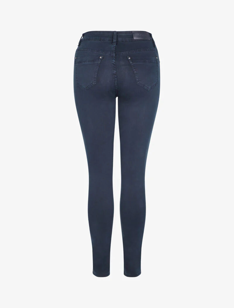 Jean slim uni taille haute - Bleu - Image 2