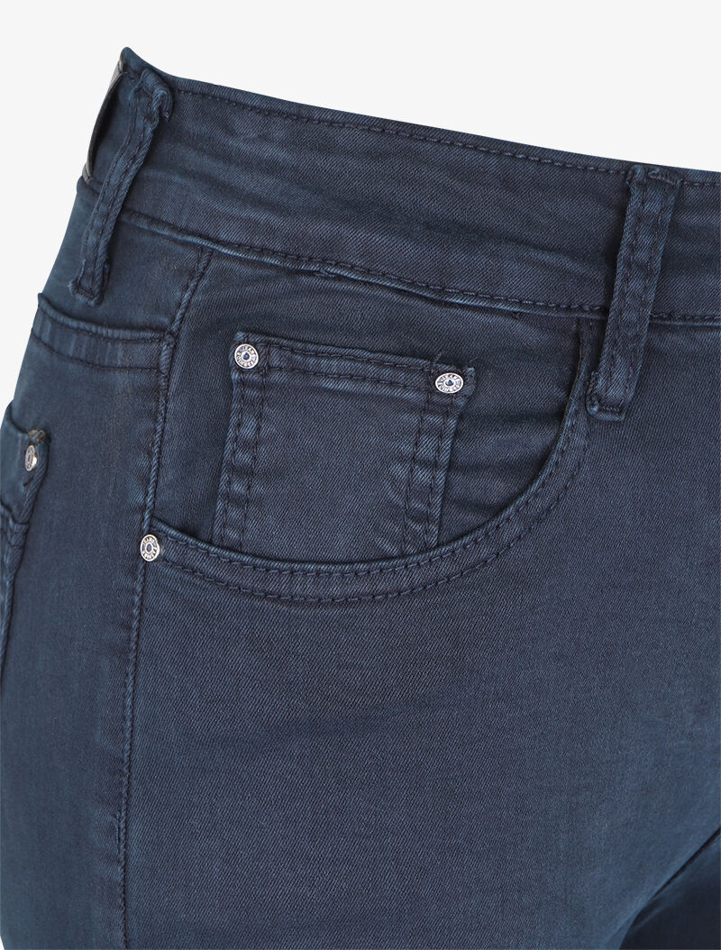 Jean slim uni taille haute - Bleu - Image 3