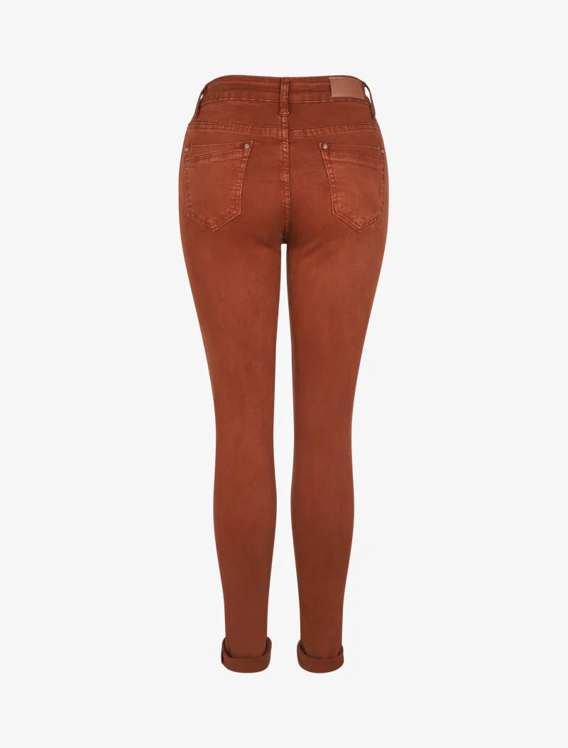 Jean slim uni taille haute - Rouille - Image 2