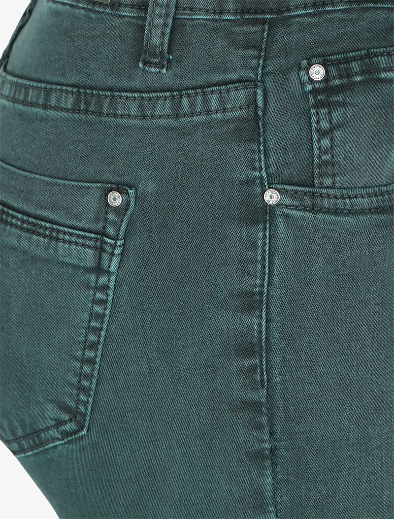 Jean slim uni taille haute - Vert canard - Image 3
