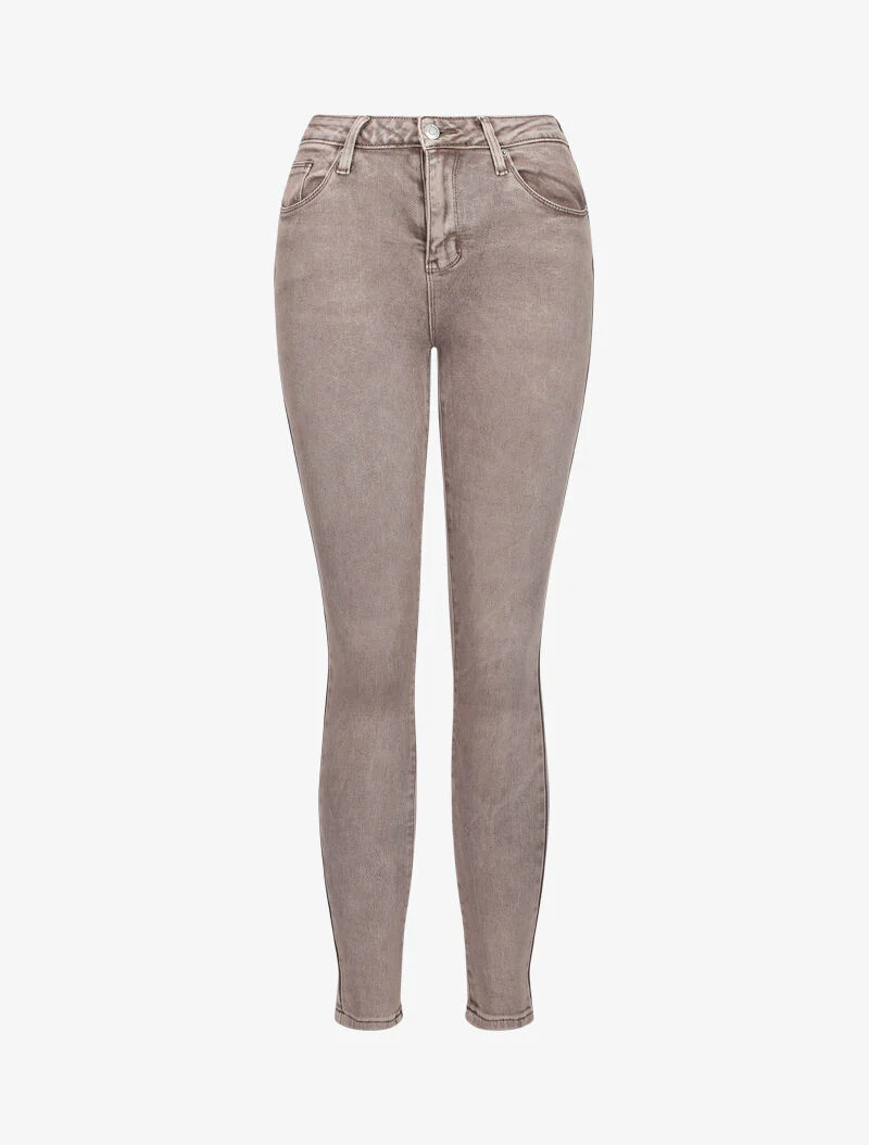 Jean stretch à taille haute coupe skinny - Beige