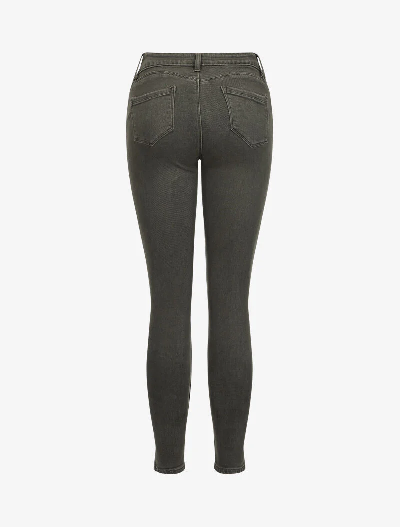 Jean stretch à taille haute coupe skinny - Kaki - Image 2