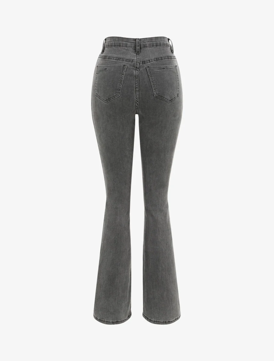 Jean stretch coupe flare - Gris foncé - Image 2
