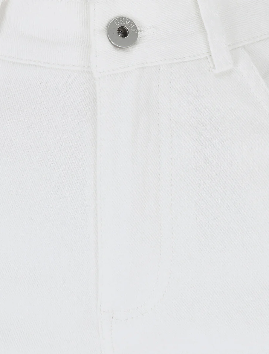 Jean stretch droit à taille haute - Blanc - Image 3