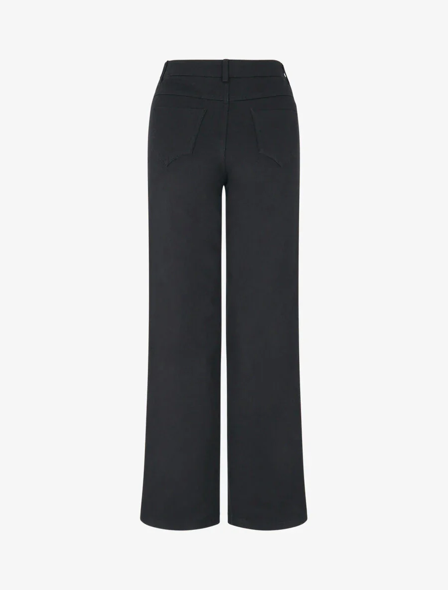 Jean stretch droit à taille haute - Noir - Image 2