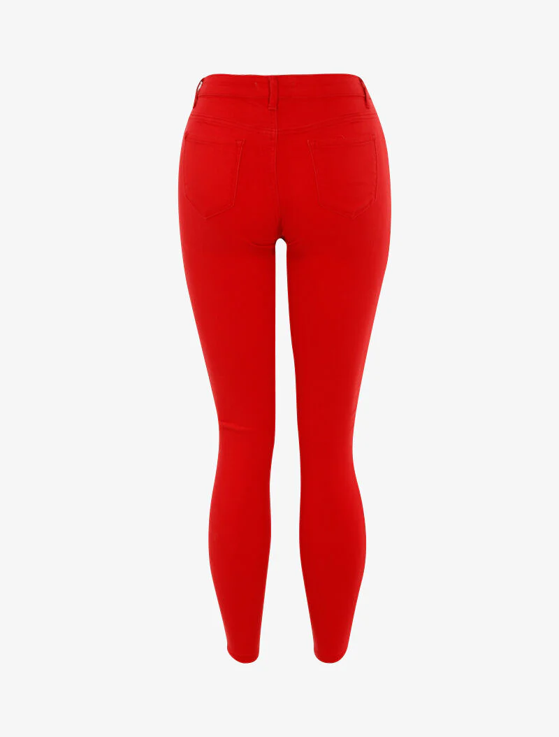Jean stretch uni - rouge - Image 2