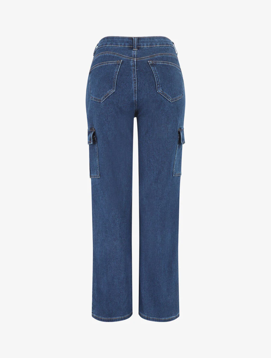 Jean style à taille haute coupe boyfriend - Bleu - Image 2