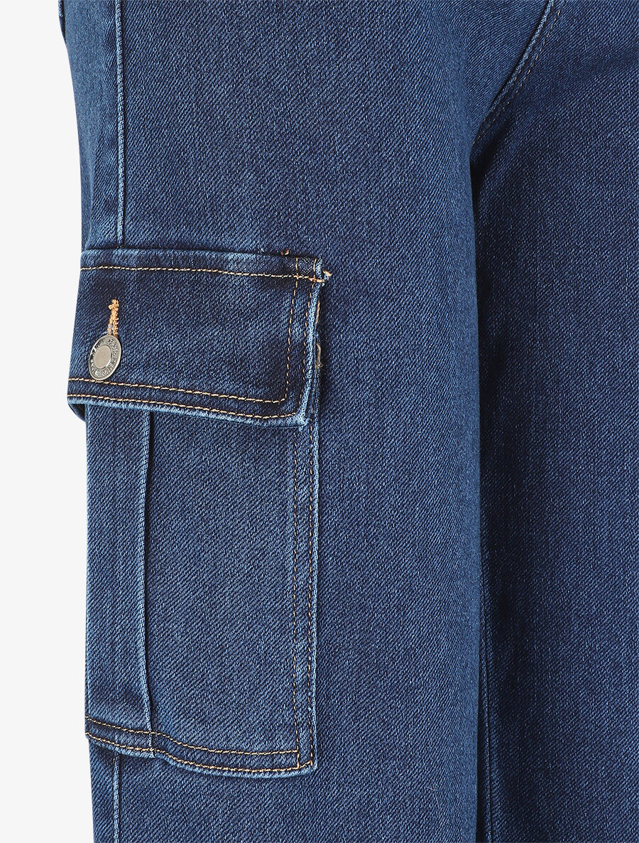 Jean style à taille haute coupe boyfriend - Bleu - Image 3