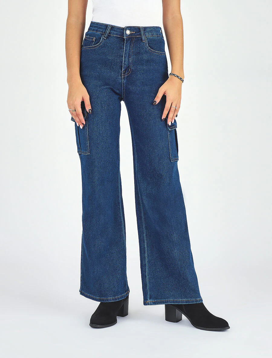 Jean style à taille haute coupe boyfriend - Bleu - Image 4