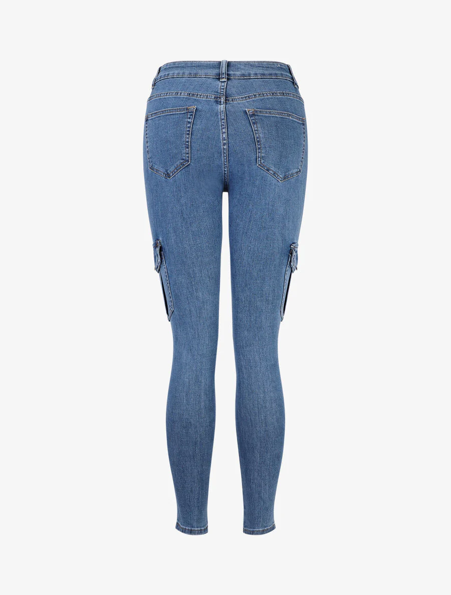 Jean style cargo coupe skinny - Bleu - Image 2