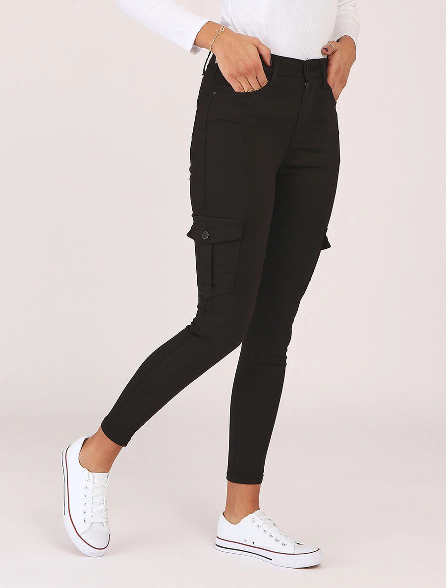 Jean style cargo coupe skinny - Noir - Image 4