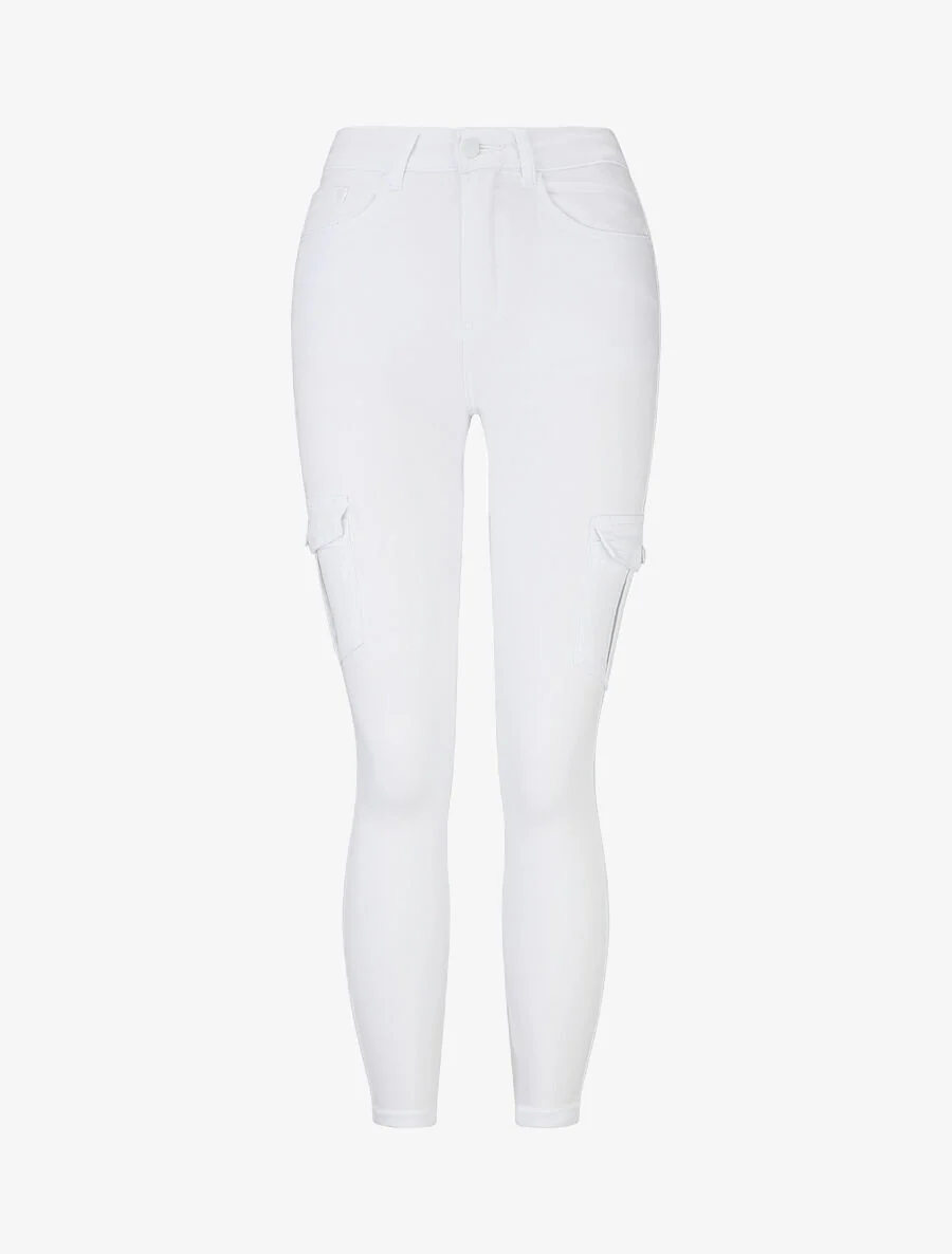 Jean style cargo coupe skinny - Blanc