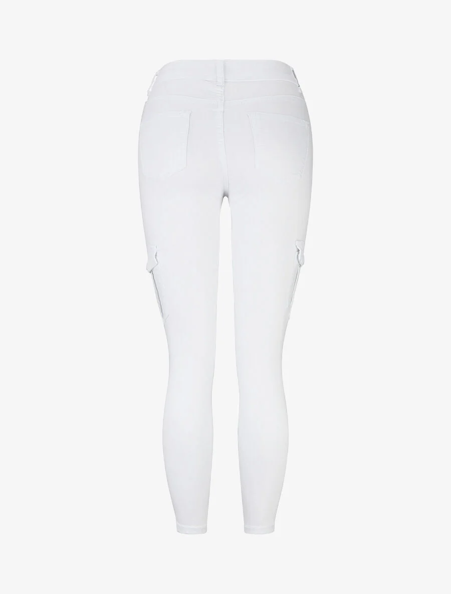Jean style cargo coupe skinny - Blanc - Image 2