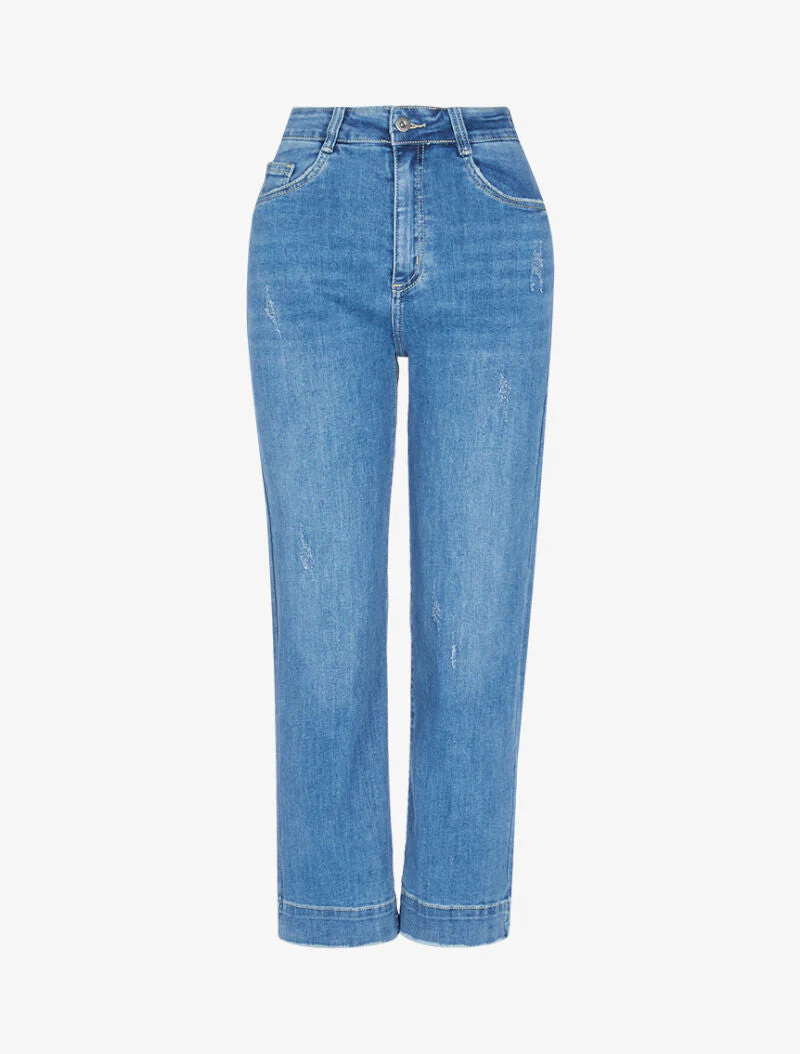 Jean style jupe culotte 7/8 - bleu denim