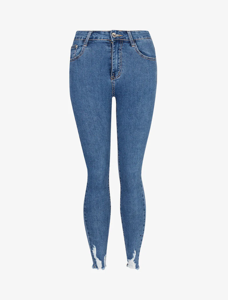 Jean super skinny à bords déchirés - bleu denim - Image 3