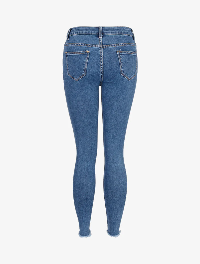 Jean super skinny à bords déchirés - bleu denim - Image 4