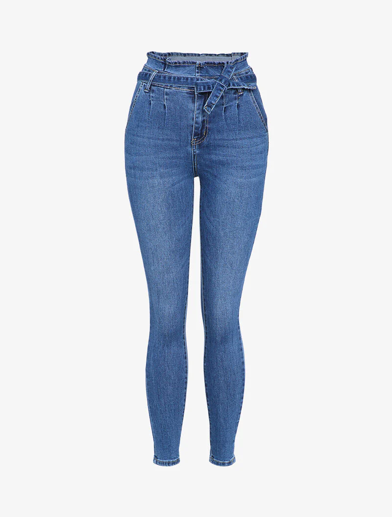 Jean taille empire coupe skinny - Bleu denim