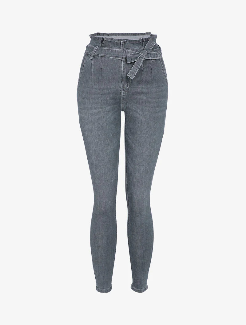 Jean taille empire coupe skinny - Gris foncé