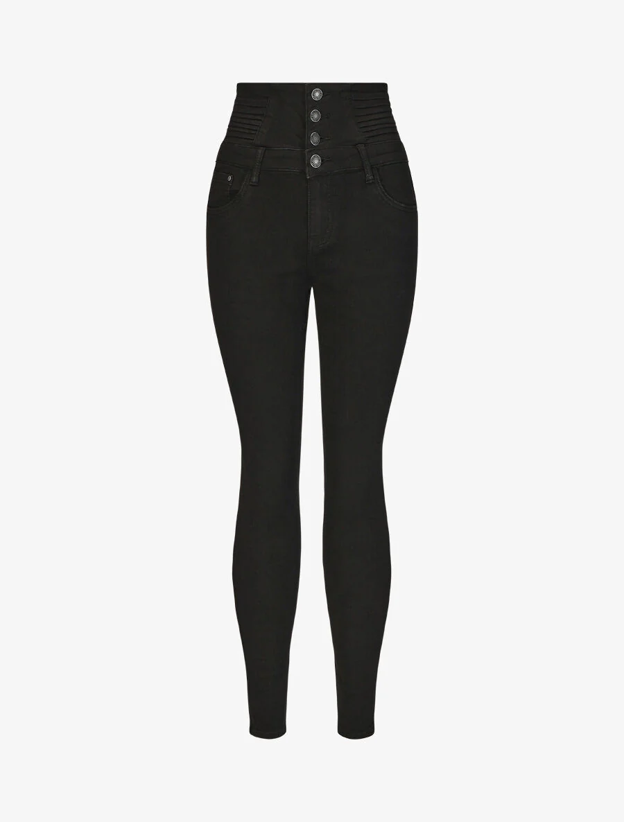 Jean taille empire coupe slim - Noir