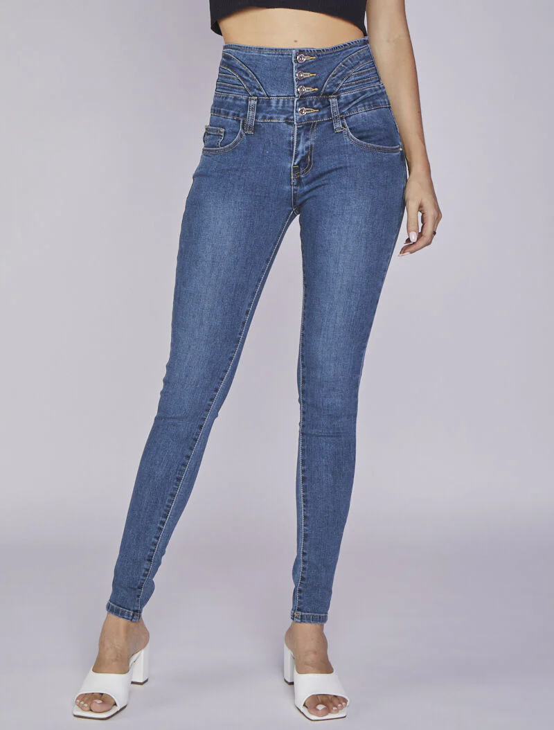 Jean taille empire et stylisée - Bleu denim