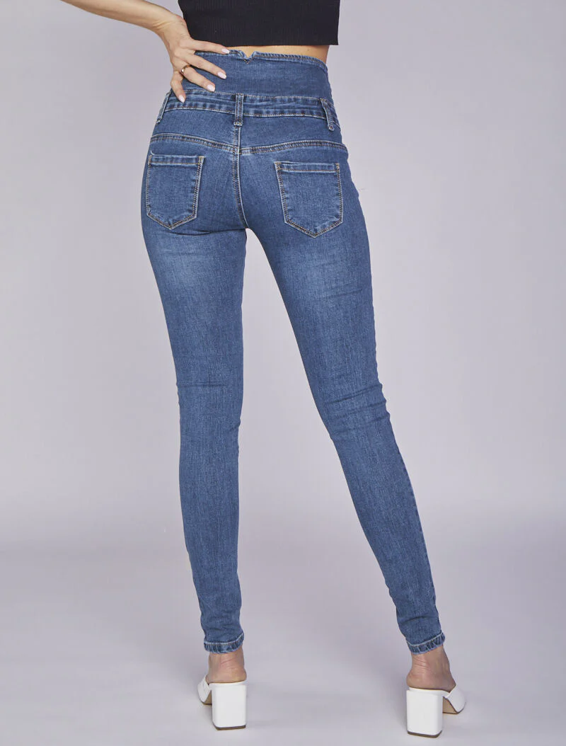 Jean taille empire et stylisée - Bleu denim - Image 2