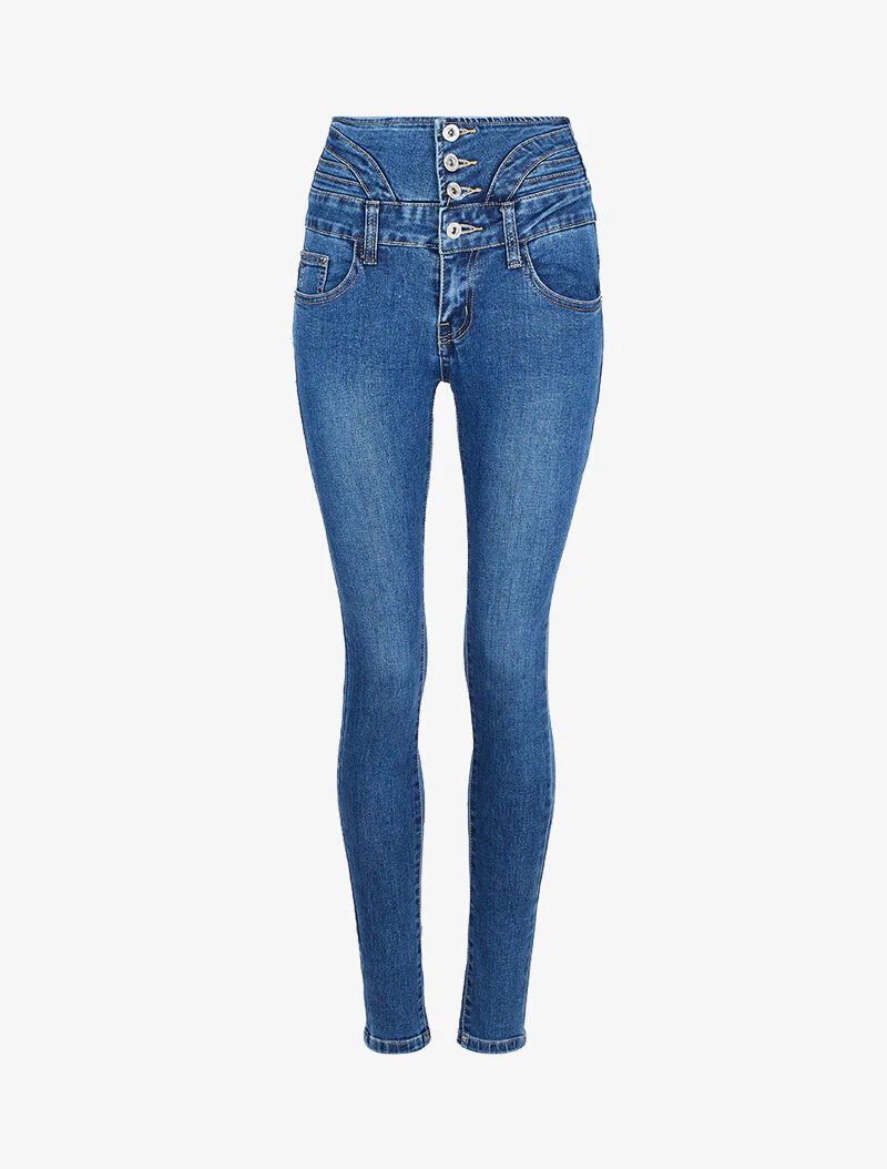 Jean taille empire et stylisée - Bleu denim - Image 3