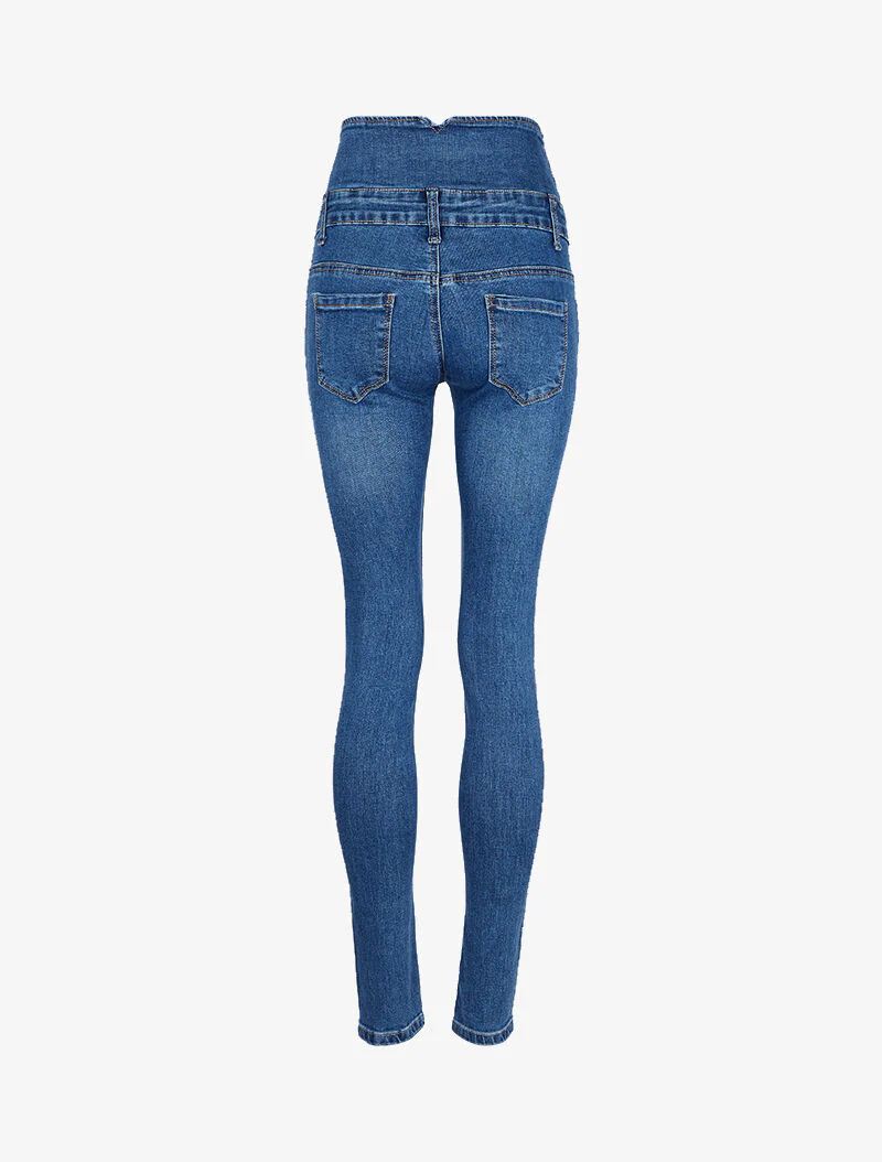 Jean taille empire et stylisée - Bleu denim - Image 4