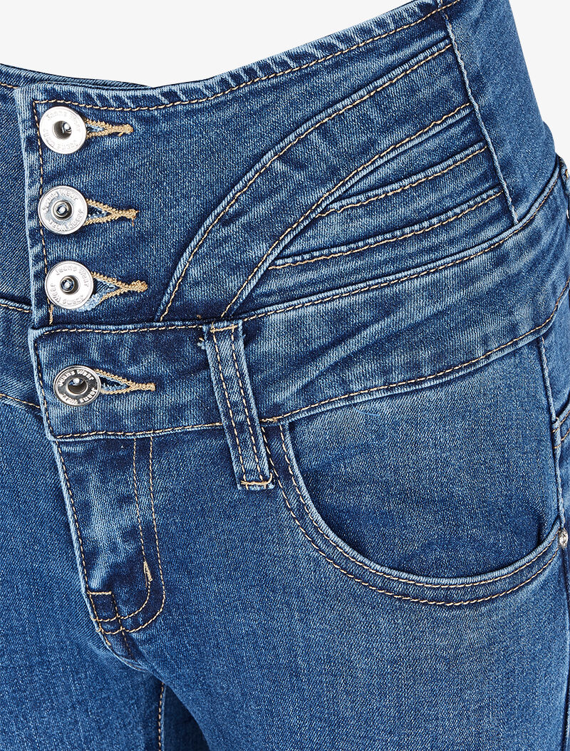 Jean taille empire et stylisée - Bleu denim - Image 5