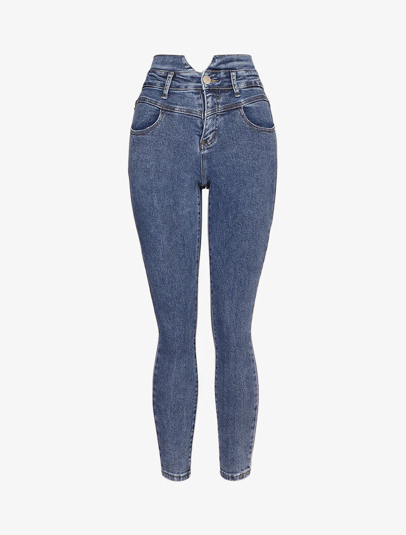 Jean taille empire fendue - Bleu