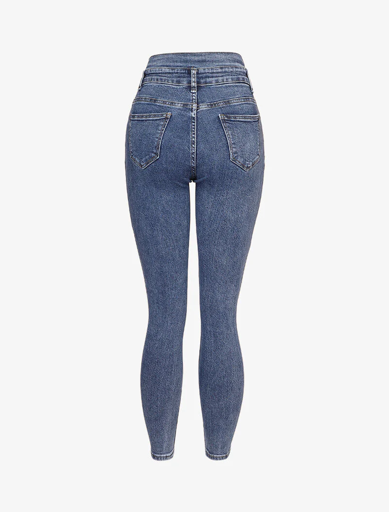 Jean taille empire fendue - Bleu - Image 2