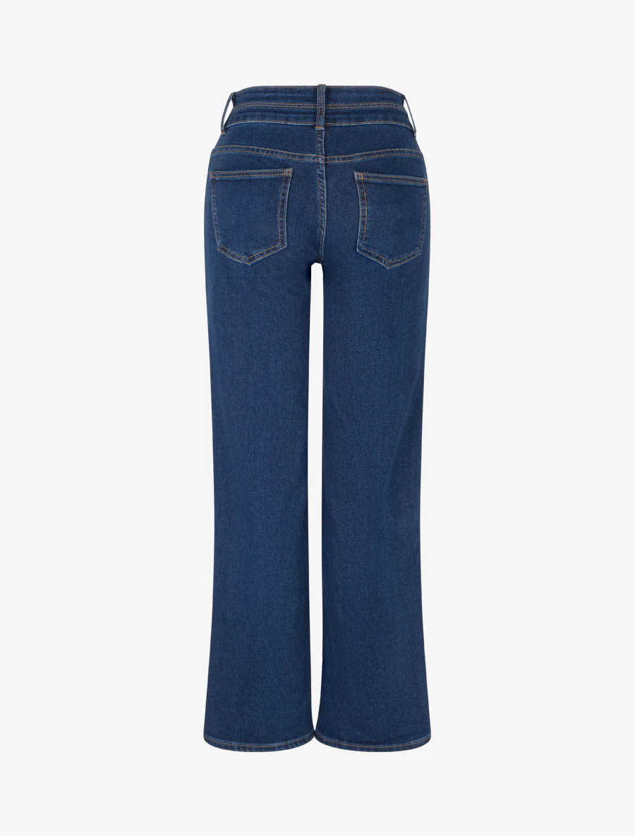 Jean taille haute coupe droite - Bleu - Image 2