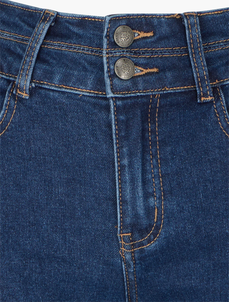 Jean taille haute coupe droite - Bleu - Image 3