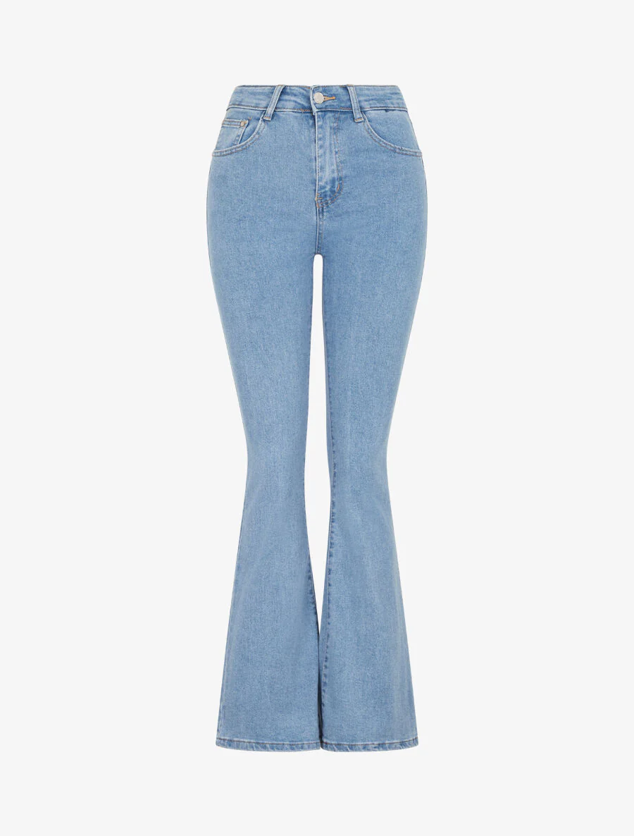 Jean taille haute coupe flare - Bleu clair