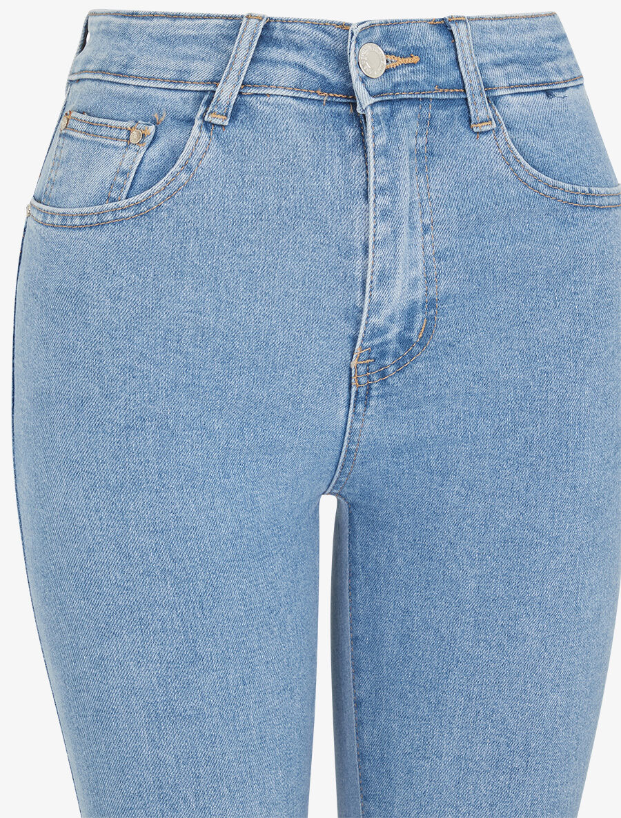 Jean taille haute coupe flare - Bleu clair - Image 3
