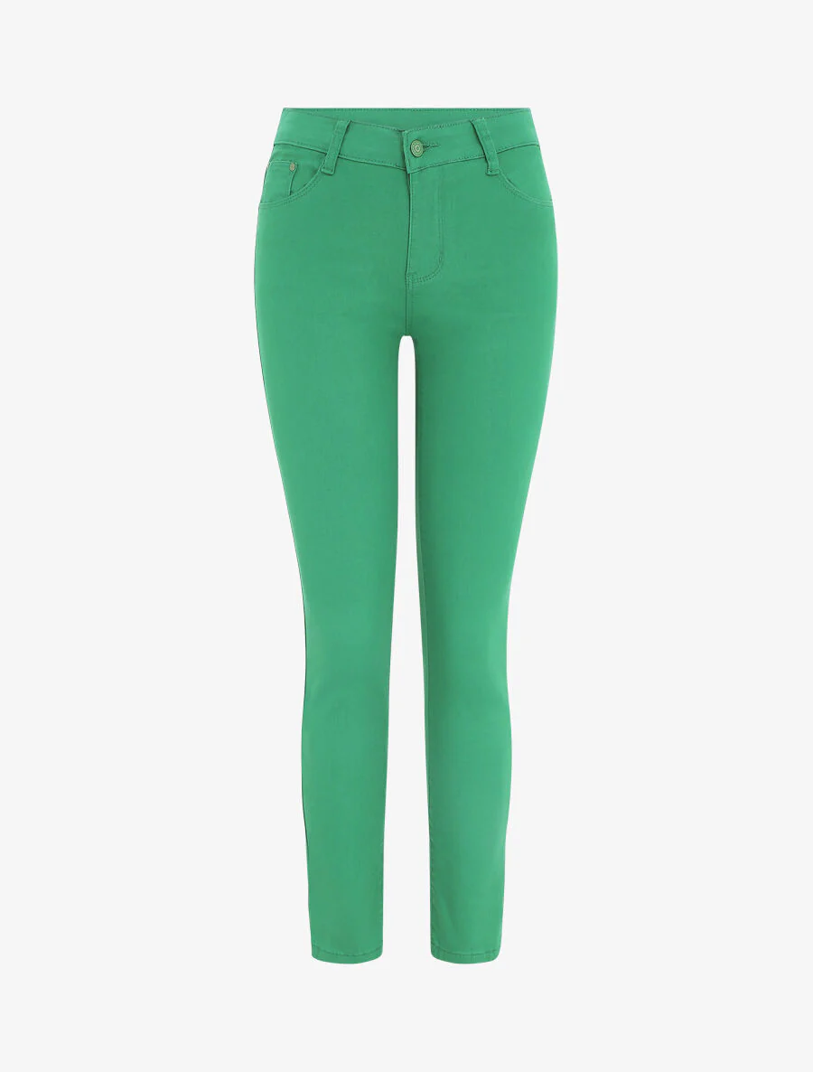 Jean taille haute coupe slim - Vert