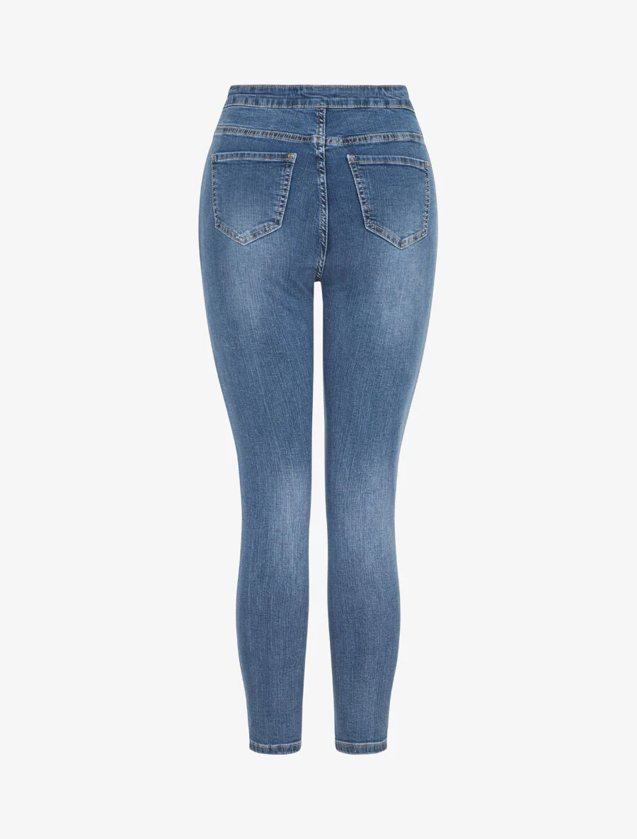 Jean taille haute coupe slim - Bleu - Image 2